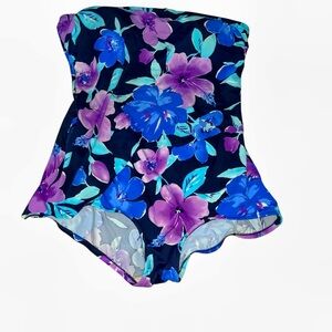 Vintage bathing suit swimsuit purple floral Maxine of Hollywood one piece 14